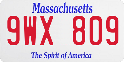 MA license plate 9WX809
