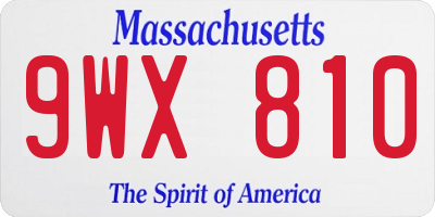 MA license plate 9WX810