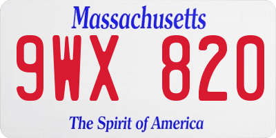 MA license plate 9WX820
