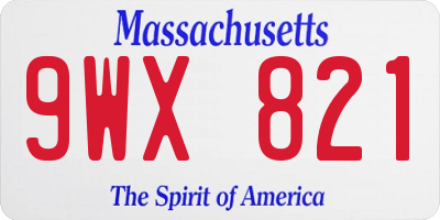 MA license plate 9WX821