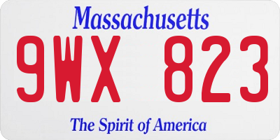 MA license plate 9WX823