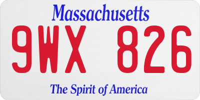 MA license plate 9WX826