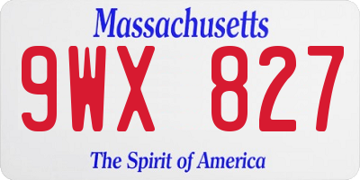 MA license plate 9WX827