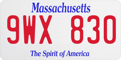 MA license plate 9WX830