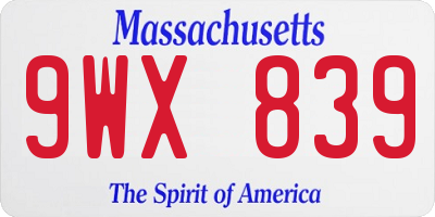 MA license plate 9WX839