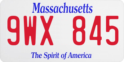 MA license plate 9WX845
