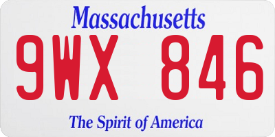 MA license plate 9WX846