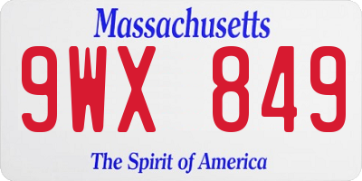MA license plate 9WX849