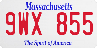 MA license plate 9WX855