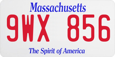 MA license plate 9WX856