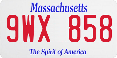 MA license plate 9WX858