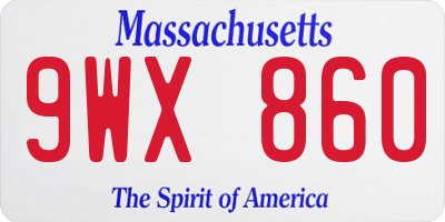 MA license plate 9WX860