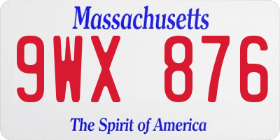 MA license plate 9WX876
