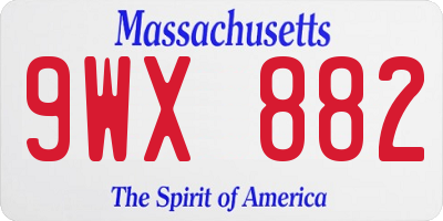 MA license plate 9WX882