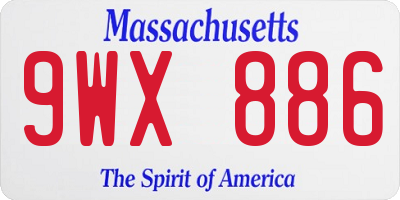 MA license plate 9WX886