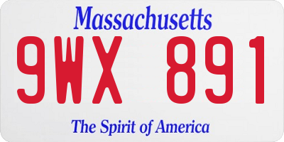 MA license plate 9WX891