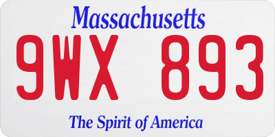 MA license plate 9WX893