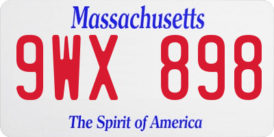 MA license plate 9WX898