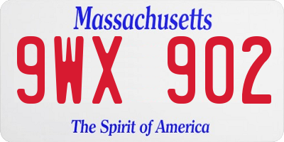 MA license plate 9WX902
