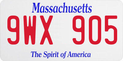 MA license plate 9WX905
