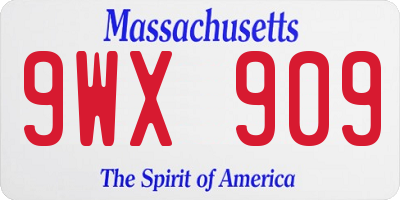 MA license plate 9WX909