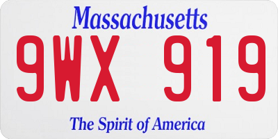MA license plate 9WX919