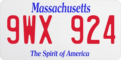 MA license plate 9WX924