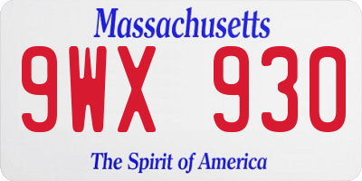 MA license plate 9WX930