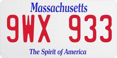 MA license plate 9WX933