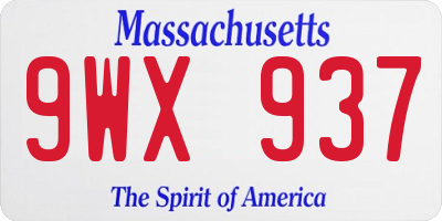 MA license plate 9WX937