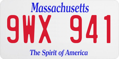 MA license plate 9WX941