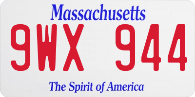 MA license plate 9WX944