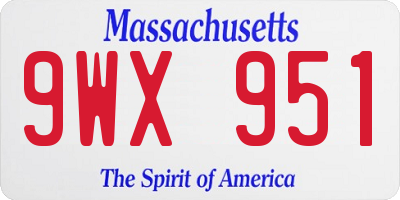 MA license plate 9WX951