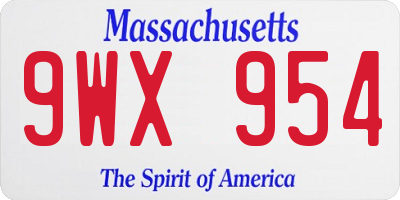 MA license plate 9WX954
