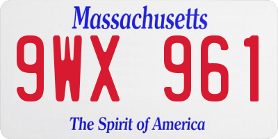MA license plate 9WX961