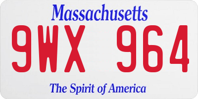 MA license plate 9WX964