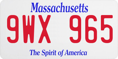 MA license plate 9WX965