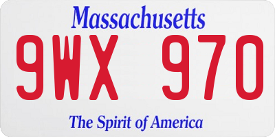MA license plate 9WX970