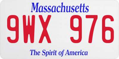 MA license plate 9WX976