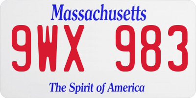 MA license plate 9WX983
