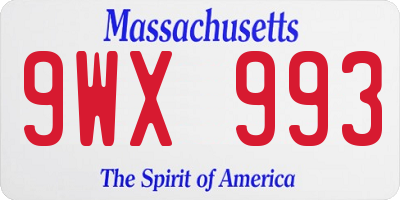 MA license plate 9WX993