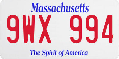 MA license plate 9WX994