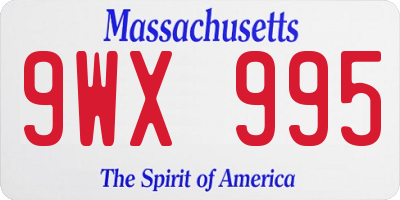MA license plate 9WX995