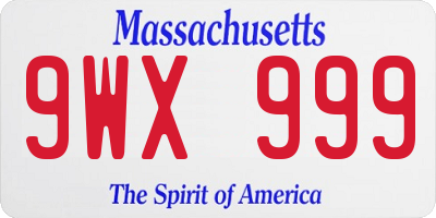 MA license plate 9WX999
