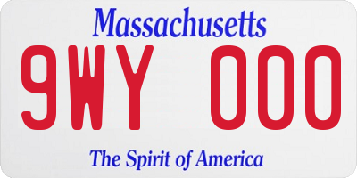 MA license plate 9WY000
