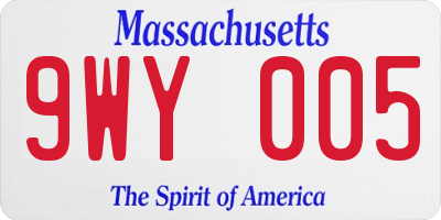 MA license plate 9WY005