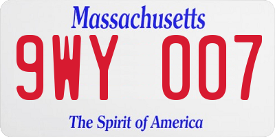 MA license plate 9WY007