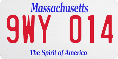 MA license plate 9WY014