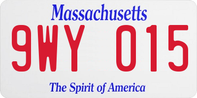 MA license plate 9WY015
