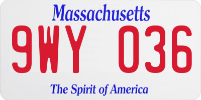 MA license plate 9WY036